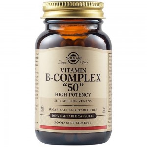 Solgar Formula B Complex 50 Σύμπλεγμα Βιταμινών Β για την Καλή Υγεία του Νευρικού & Ανοσοποιητικού Συστήματος - Ιδανικό για Άτομα με Υψηλά Επίπεδα Στρες & Αίσθημα Κόπωσης, 100veg.caps