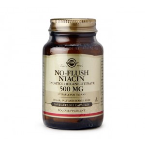 Solgar No-Flush Niacin 500mg Συμπλήρωμα Διατροφής Νιασίνης (Βιταμίνη Β3)  για την Καλή Λειτουργία του Κυκλοφορικού Συστήματος & στη Μείωση Χοληστερόλης  50veg.caps