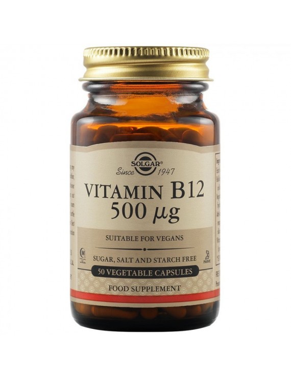Solgar Vitamin B12 500 ug- 50 Veg Caps