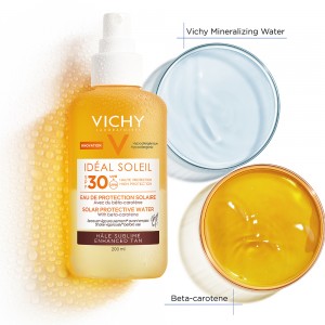 Vichy Ideal Soleil Enhanced Tan Protective Solar Water SPF30 Αντηλιακό Νερό για Λαμπερό Μαύρισμα με Βήτα Καροτίνη, 200ml