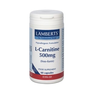 Lamberts L-Carnitine New Higher Strength Καρνιτίνη 500MG Ελεύθερης Μορφής, 60caps
