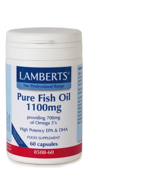Lamberts Pure Fish Oil, Ω3 Λιπαρά Οξέα 1100mg 60Caps 