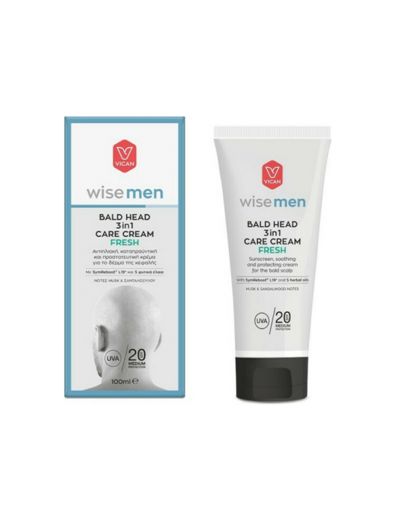 Vican Wise Men Bald Head 3in1 Care Cream Fresh.Kαταπραϋντική και προστατευτική κρέμα για το δέρμα της κεφαλής 100ml
