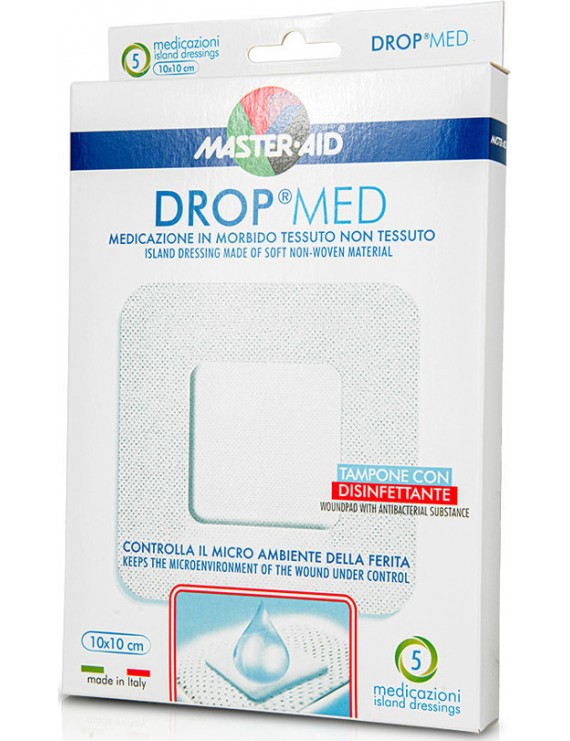 Masteraid Drop Med Αυτοκόλλητες Ατικολλητικές Γάζες 10x10cm (5x5), 5 τεμάχια