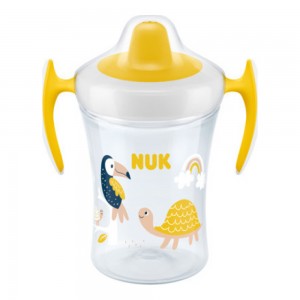 Nuk Trainer Cup με Μαλακό Ρύγχος και Χεράκια 6+ (κίτρινο - πουλί- χελώνα) 230ml