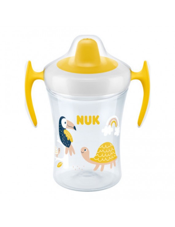 Nuk Trainer Cup με Μαλακό Ρύγχος και Χεράκια 6+ (κίτρινο - πουλί- χελώνα) 230ml