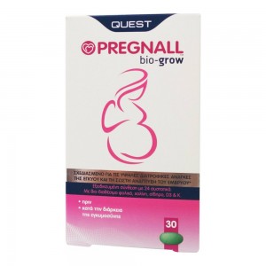 Quest Pregnall Bio-Grow Πολυθρεπτικό Συμπλήρωμα για πριν τη Σύλληψη & Κατά τη Διάρκεια της Εγκυμοσύνης, 30caps