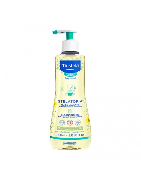 Mustela Stelatopia Cleansing Oil Λάδι Καθαρισμού για Σώμα & Μαλλιά με Ηλίανθο Βιολογικής Καλλιέργειας 500ml