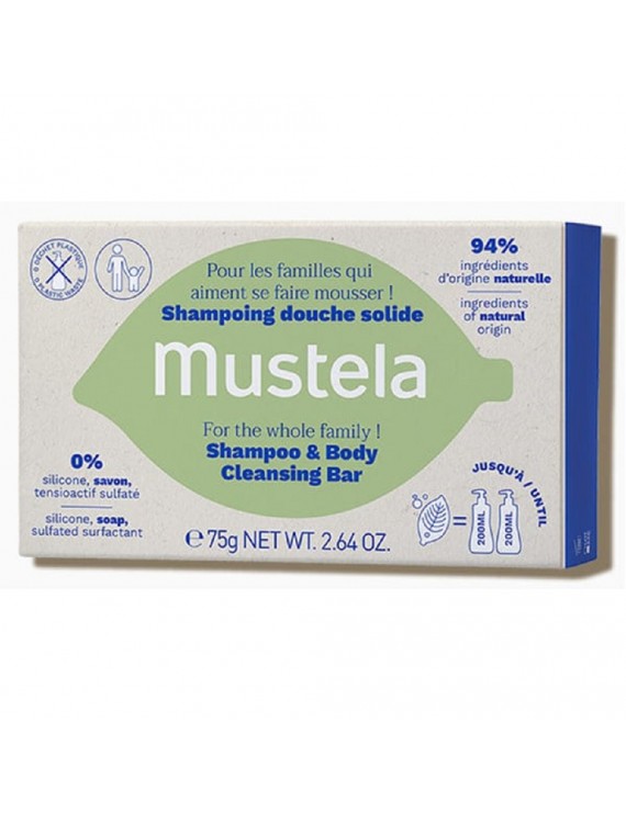 Mustela Shampoo & Body Cleansing Bar Μπάρα Καθαρισμού για Σώμα & Μαλλιά, 75g