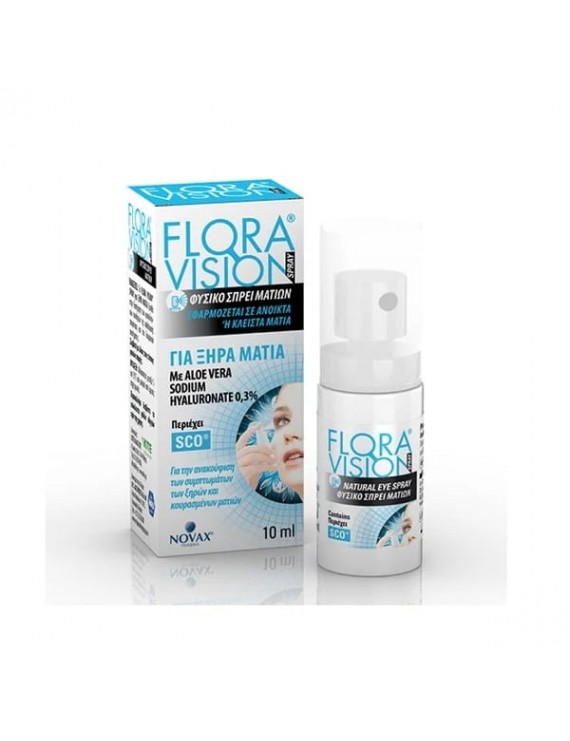 Novax Flora Vision Spray Φυσικό Σπρέι Ματιών για Ξηρά Μάτια με Αλόη Βέρα & Υαλουρονικό Νάτριο 0.3%, 10ml