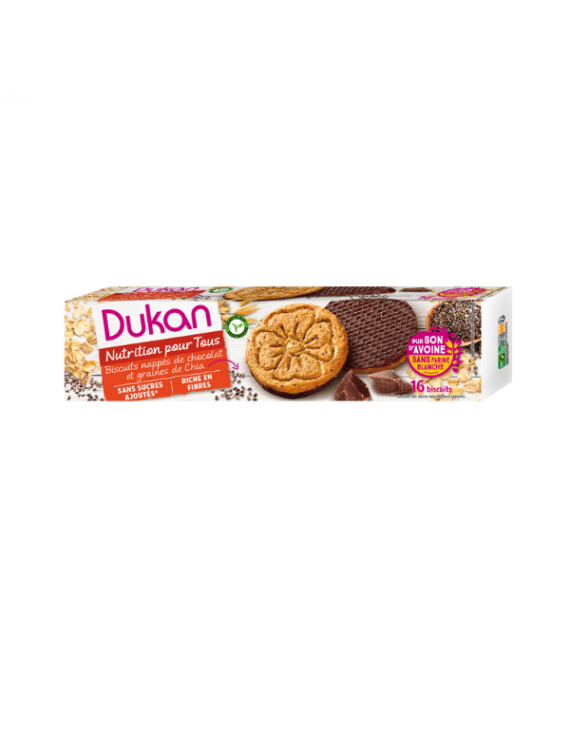 Dukan Μπισκότα Βρώμης με Επικάλυψη Σοκολάτας & Σπόρους Chia 160 g