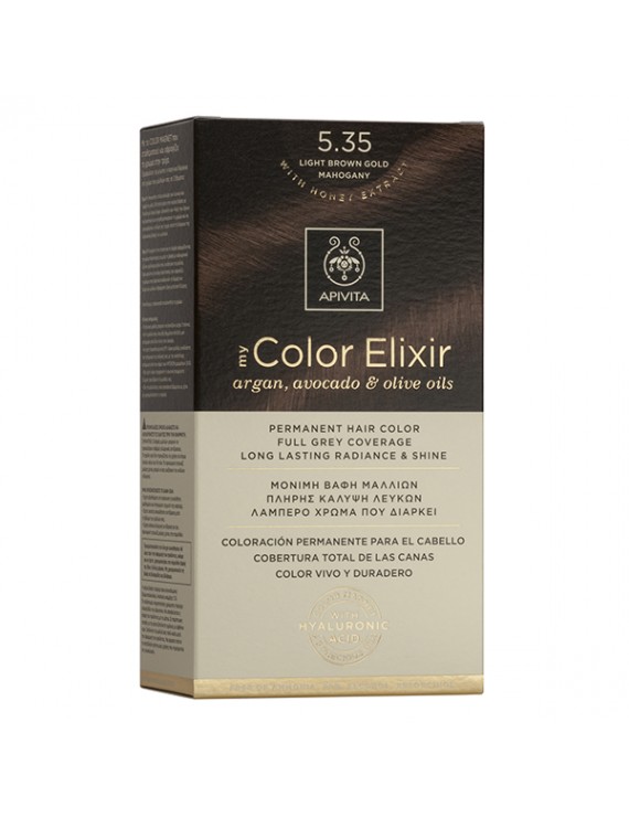 APIVITA My Color Elixir, Βαφή Μαλλιών No 5.35 - Καστανό Ανοιχτό Μελί Μαονί