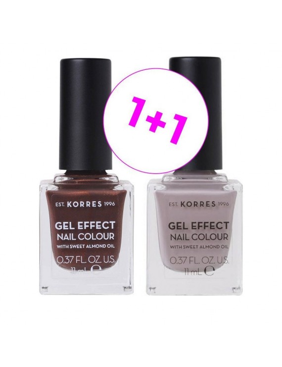 Korres Set Gel Effect Nail Colour 61 Sea Shell 11ml + Δώρο Gel Effect Nail Colour 35 Cocoa Cream 11ml