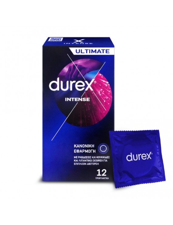 Durex Intense Προφυλακτικά με Κουκίδες, Ραβδώσεις & Διεγερτικό Τζελ, 12τεμ