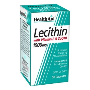 Health Aid Lecithin With Co-Q-10 Συμπλήρωμα Διατροφής 1000mg & Vit E 45iu 30caps.