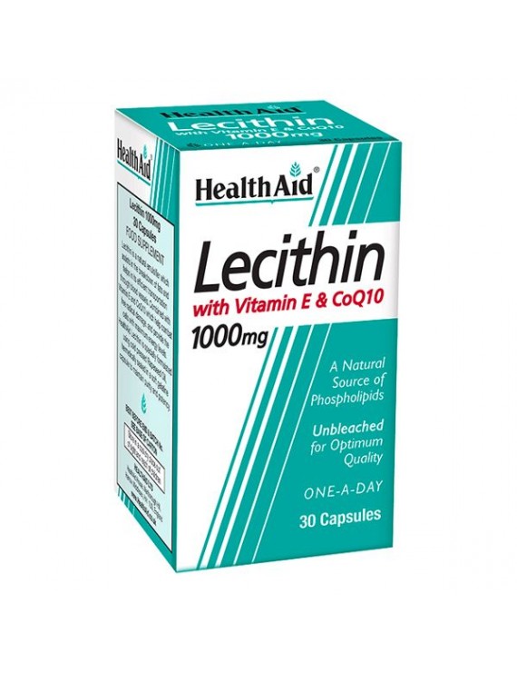 Health Aid Lecithin With Co-Q-10 Συμπλήρωμα Διατροφής 1000mg & Vit E 45iu 30caps.