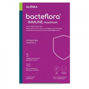 BacteFlora Immune Συνδυασμός Προβιοτικών, Πρεβιοτικών, Βιταμινών & Μετάλλων για την Υγεία & Ομαλή Λειτουργία του Εντέρου & του Ανοσοποιητικού Συστήματος, 10vcaps