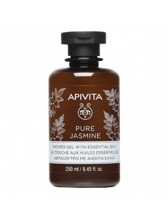 Apivita Pure Jasmine Shower Gel Essential Oils Κρεμώδες Αφρόλουτρο με Αιθέρια Έλαια & Άρωμα Γιασεμί, 250ml