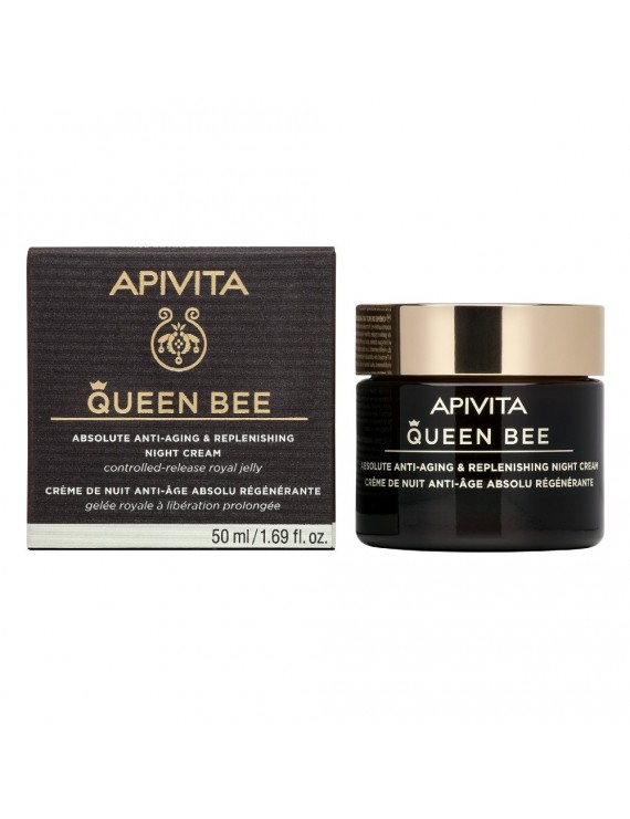 APIVITA Queen Bee - Κρέμα Νύχτας Απόλυτης Αντιγήρανσης & Εντατικής Θρέψης με Βασιλικό Πολτό Ελεγχόμενης Αποδέσμευσης (50ml)