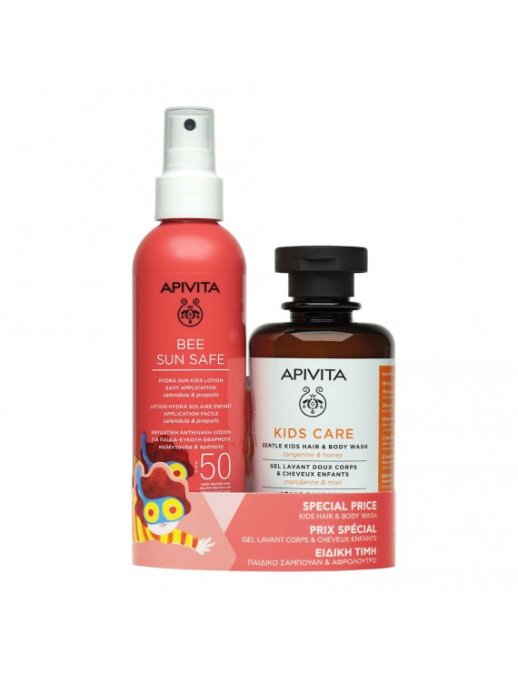 Apivita Bee Sun Safe με Hydra Kids Lotion SPF50 Παιδική Αντηλιακή Lotion Για Πρόσωπο Σώμα, 200ml & Gentle Kids Hair Body Wash Σαμπουάν & Αφρόλουτρο, 250ml