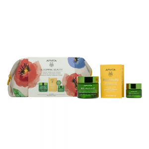 Apivita Blooming Beauty Promo Pack Bee Radiant Κρέμα Πλούσιας Υφής, 50ml & Δώρο Bee Radiant Gel-Balm Νύχτας 15ml & Beessential Oil Έλαιο Προσώπου Ημέρας, 1,6ml & Νεσεσέρ, 1σετ