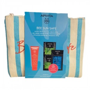 Apivita PROMO PACK Bee Sun Safe Cream Gel Hydra Fresh SPF50 50ml, Face Mask With Aloe 2x8ml & Express Beauty Hair Mask 20ml.