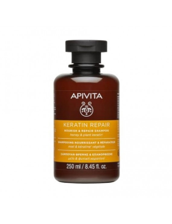 Apivita Keratin Repair Nourish & Repair Shampoo Σαμπουάν Θρέψης & Επανόρθωσης με Μέλι & Φυτική Κερατίνη, 250ml