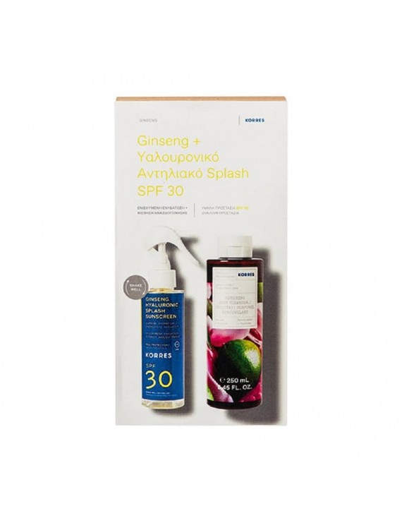 Korres Promo Ginseng & Hyaluronic Splash Sunscreen SPF30, 150ml & Αφρόλουτρο με Τζιντζερ Μοσχολέμονο, 250ml