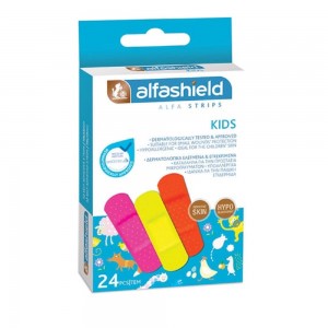 Alfashield Strips Kids (19x55mm & 19x72mm) Υποαλλεργικά Ελαστικά Τσιρότα για Παιδιά, 24τεμ