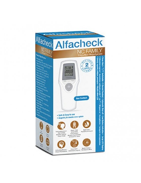 Alfacheck NC Family Infared Thermometer Υπέρυθρο Θερμόμετρο Ανέπαφης Μέτρησης Θερμοκρασίας Σώματος & Αντικειμένων 1 τμχ.