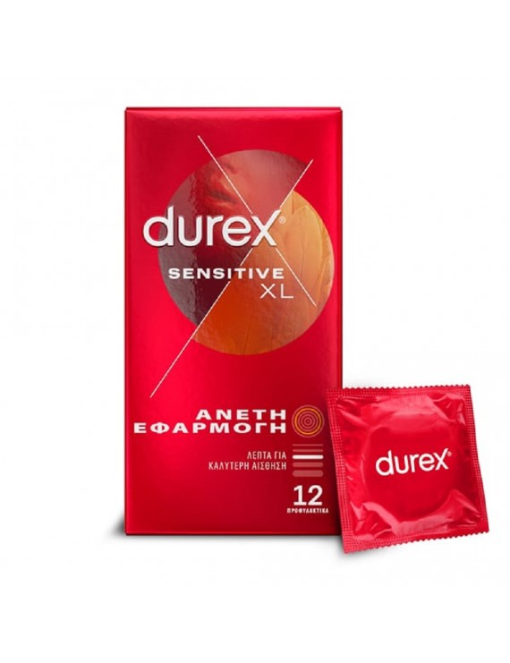 Durex Sensitive XL Thin Condoms with Comfortable Fit, 12pcs