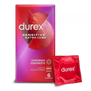 Durex Sensitive Extra Lube Λεπτά Προφυλακτικά, 6τεμ
