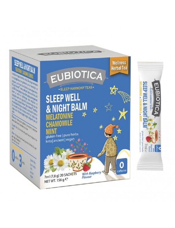 Eubiotica Sleep Well & Night Balm Τσάι με Μελατονίνη, Χαμομήλι & Μέντα, 20x7.8gr