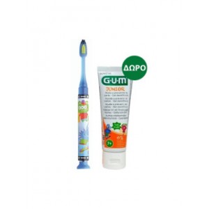 GUM Set 903M Junior Light Up Παιδική Οδοντόβουρτσα  Μπλε & Δώρο 3004 Junior Παιδική Οδοντόκρεμα 7-12 Ετών 50ml