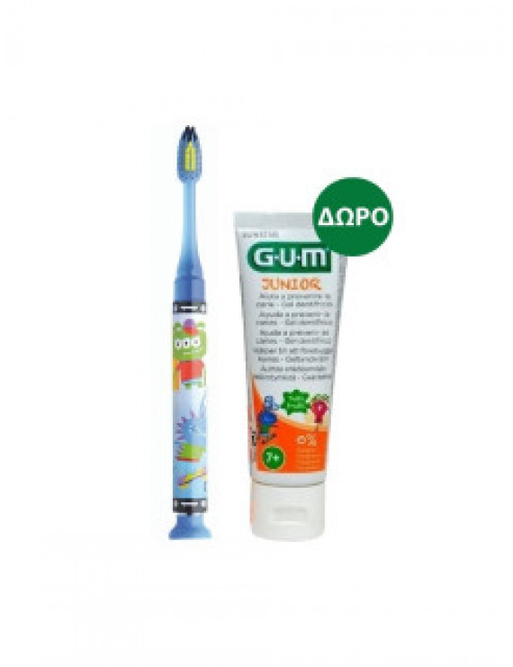 GUM Set 903M Junior Light Up Παιδική Οδοντόβουρτσα  Μπλε & Δώρο 3004 Junior Παιδική Οδοντόκρεμα 7-12 Ετών 50ml