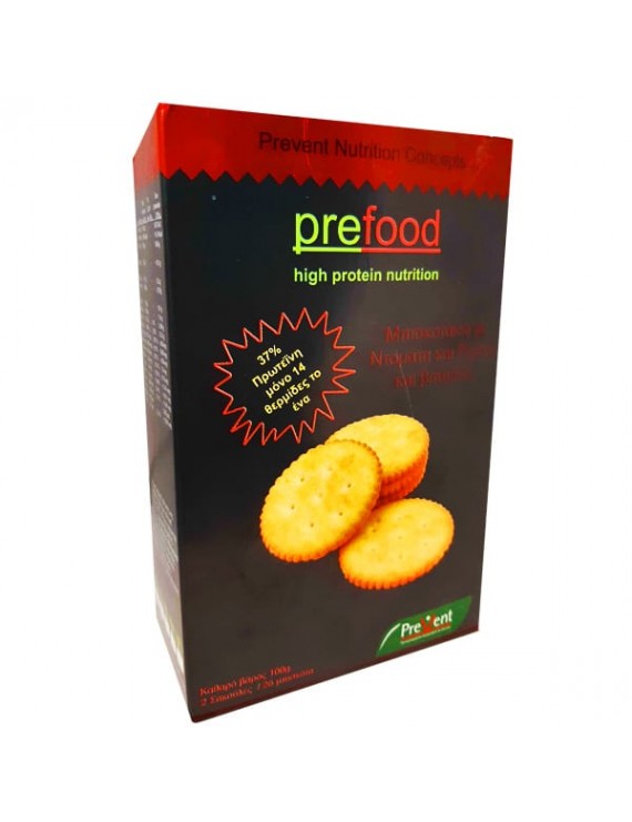 Prevent Prefood Savory Biscuits, Αλμυρά Μπισκοτάκια Με 37% Πρωτεΐνη με Ντομάτα & Ρίγανη, 100gr