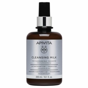 Apivita Cleansing Milk Γαλάκτωμα Καθαρισμού 3 σε 1 με Χαμομήλι & Μέλι για Πρόσωπο & Μάτια, 300ml
