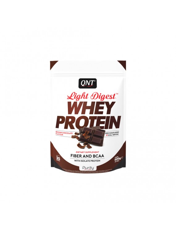 QNT Light Digest Protein Σκόνη Πρωτεΐνης με Γεύση Βέλγικης Σοκολάτας  500g.