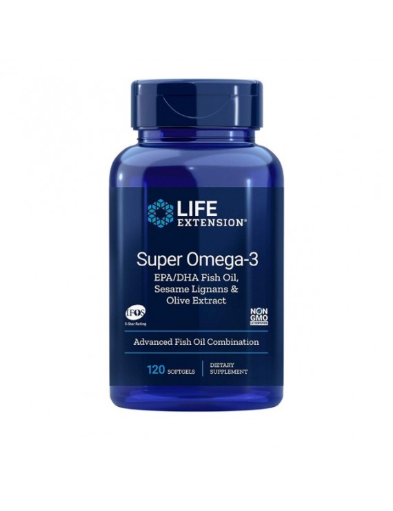 Life Extension Super Omega 3 EPA/DHA Sesame Lignans-Olive 120 softgels