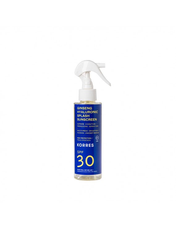 Korres Ginseng & Hyaluronic Splash Sunscreen SPF30 Αντηλιακό Ginseng & Υαλουρονικό με Υψηλή Προστασία για Πρόσωπο & Σώμα, 150ml