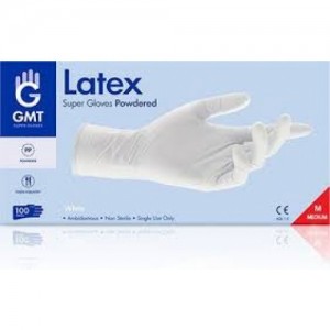 GMT Super Gloves Powdered Latex XLarge, Λευκά Γάντια Μιας Χρήσης Με Πούδρα, 100 τεμάχια