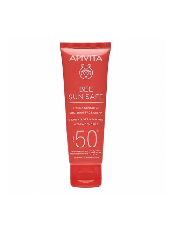 Apivita Bee Sun Safe Sensitive SPF50+ Αντηλιακή Καταπραϋντική Κρέμα Προσώπου για Ευαίσθητες Επιδερμίδες 50ml.