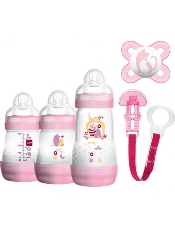 Mam Gift Set 0+ Σετ Δώρου 5 Προϊόντων Βρεφανάπτυξης για Νεογέννητα, 5 τεμάχια Ροζ