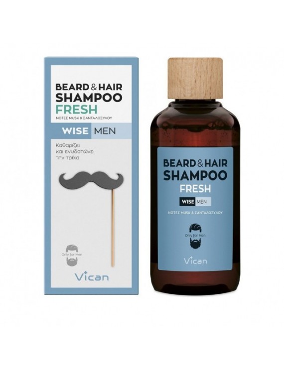 Vican Wise Men Beard & Hair Shampoo Fresh Σαμπουάν για τα μαλλια και τη γενειάδα του άνδρα, 200ml