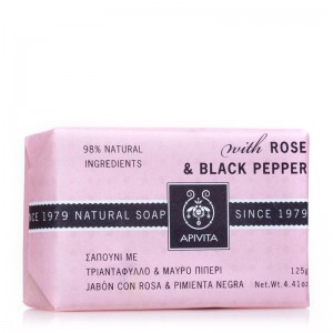 Apivita Natural Soap Τριαντάφυλλο & Μαύρο Πιπέρι 125g