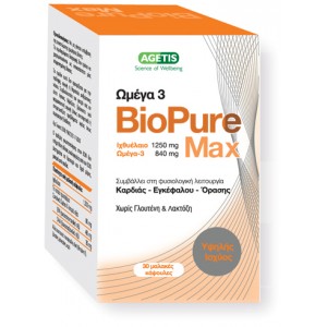 Agetis BioPure Max - Ωμέγα 3 ιχθυέλαιο υψηλής ποιότητας και συγκέντρωσης 1250MG 30Tabl