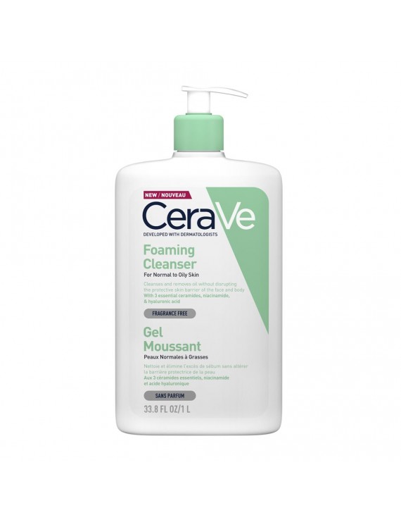 CeraVe Foaming Cleanser Καθαριστικό Gel Για Κανονικές Και Λιπαρές Επιδερμίδες 1Lt