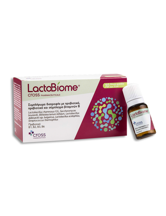 Lactobiome Συμπλήρωμα Διατροφής με Πρεβιοτικά, Προβιοτικά & Σύμπλεγμα Βιταμινών Β (10φιαλιδια.)