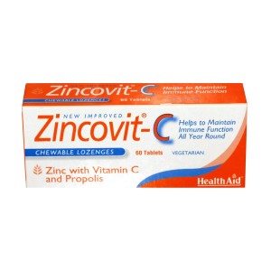 Health Aid Zincovit-C, Ψευδάργυρος με Vitamin C και Πρόπολη, 60 Μασώμενες Ταμπλέτες