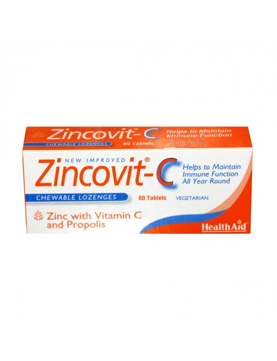 Health Aid Zincovit-C, Ψευδάργυρος με Vitamin C και Πρόπολη, 60 Μασώμενες Ταμπλέτες